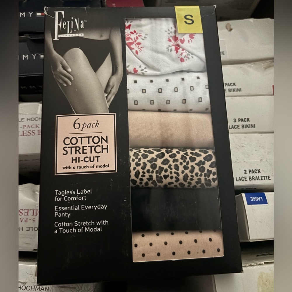 Felina 6 PACK Cotton Stretch Hi-Cut Bikini New